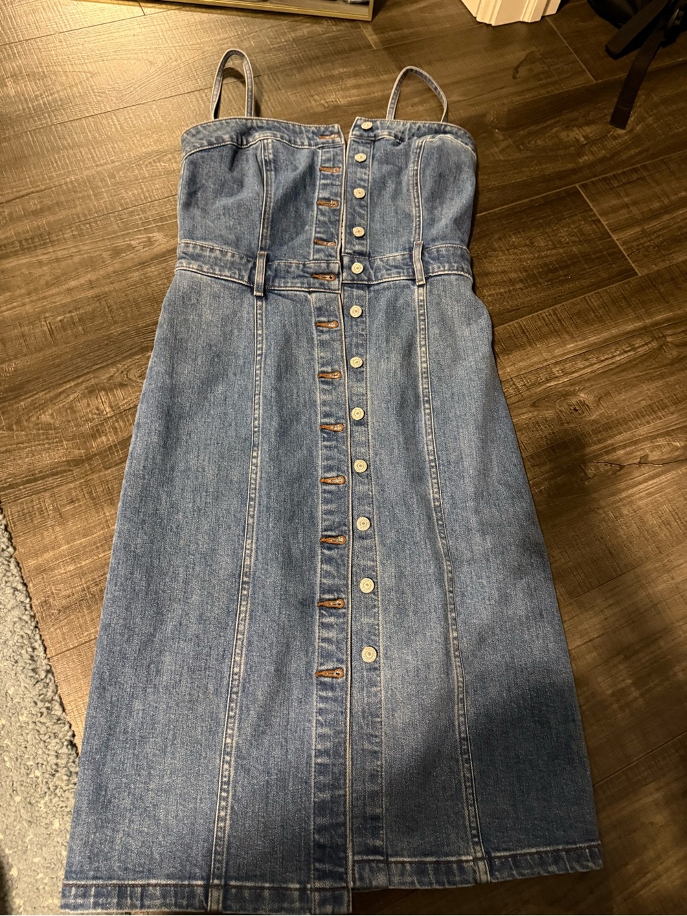 Levi's Blue Denim Button-Front Strap Dress